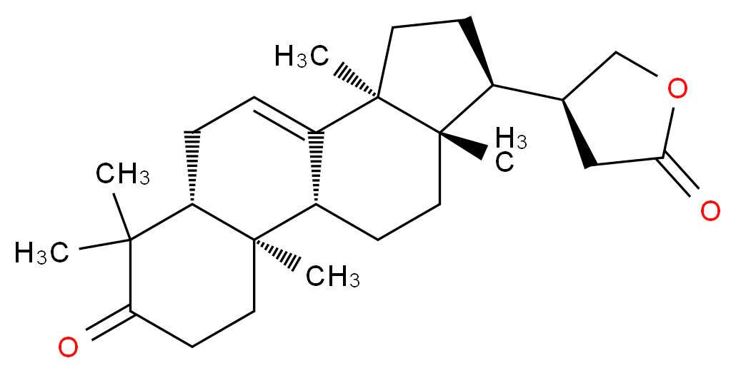 3-Oxo-24,25,26,27-
tetranortirucall-7-en-23,21-olide_分子结构_CAS_828935-47-3)