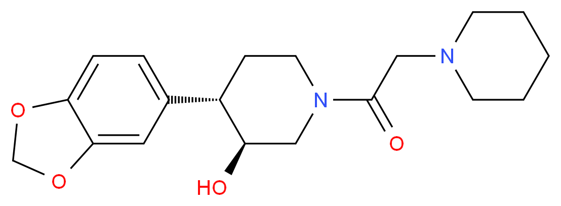 (3S*,4S*)-4-(1,3-benzodioxol-5-yl)-1-(piperidin-1-ylacetyl)piperidin-3-ol_分子结构_CAS_)