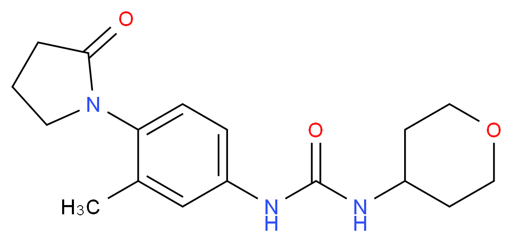 N-[3-methyl-4-(2-oxopyrrolidin-1-yl)phenyl]-N'-(tetrahydro-2H-pyran-4-yl)urea_分子结构_CAS_)