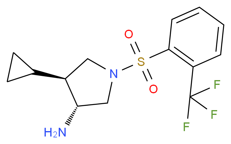 (3R*,4S*)-4-cyclopropyl-1-{[2-(trifluoromethyl)phenyl]sulfonyl}-3-pyrrolidinamine_分子结构_CAS_)