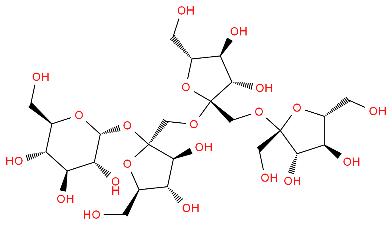 (2R,3R,4S,5S,6R)-2-{[(2S,3S,4S,5R)-2-({[(2R,3S,4S,5R)-2-({[(2R,3S,4S,5R)-3,4-dihydroxy-2,5-bis(hydroxymethyl)oxolan-2-yl]oxy}methyl)-3,4-dihydroxy-5-(hydroxymethyl)oxolan-2-yl]oxy}methyl)-3,4-dihydroxy-5-(hydroxymethyl)oxolan-2-yl]oxy}-6-(hydroxymethyl)oxane-3,4,5-triol_分子结构_CAS_13133-07-8