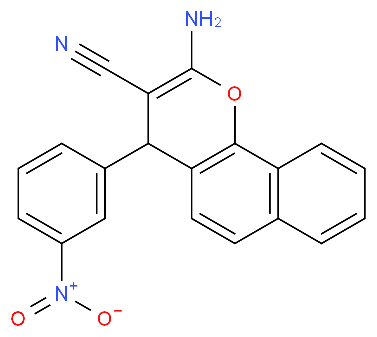 2-amino-4-(3-nitrophenyl)-4H-benzo[h]chromene-3-carbonitrile_分子结构_CAS_149550-36-7