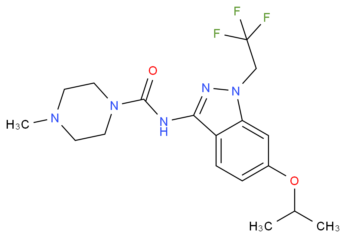 N-[6-isopropoxy-1-(2,2,2-trifluoroethyl)-1H-indazol-3-yl]-4-methylpiperazine-1-carboxamide_分子结构_CAS_)