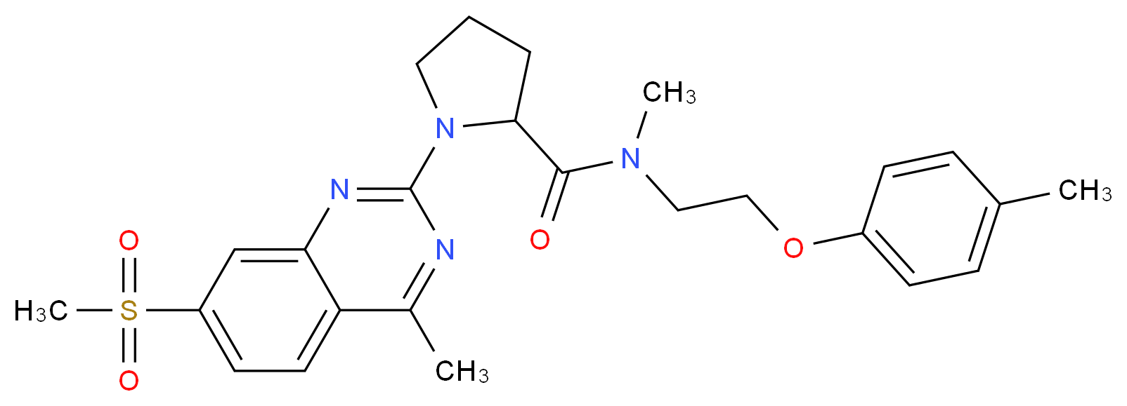N-methyl-1-[4-methyl-7-(methylsulfonyl)-2-quinazolinyl]-N-[2-(4-methylphenoxy)ethyl]prolinamide_分子结构_CAS_)