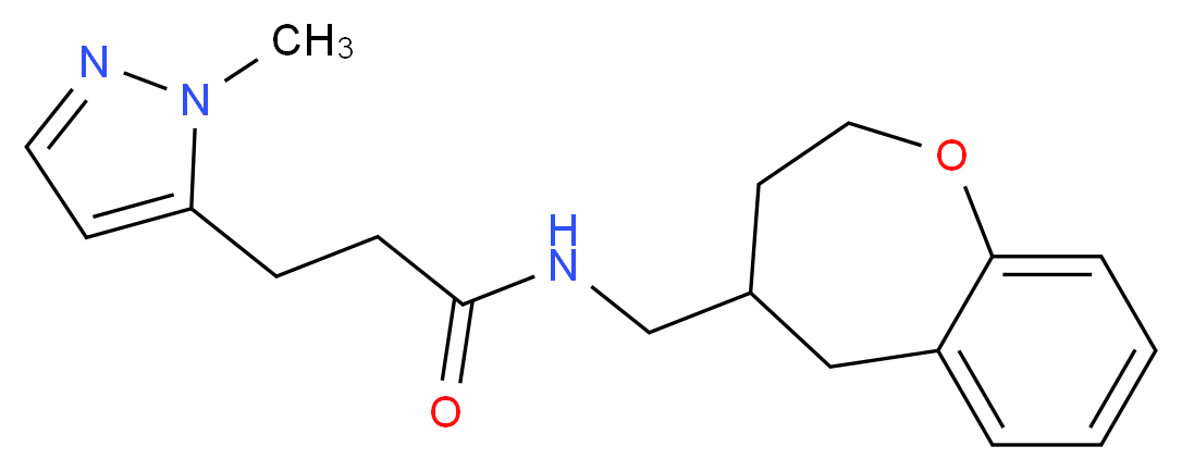 3-(1-methyl-1H-pyrazol-5-yl)-N-(2,3,4,5-tetrahydro-1-benzoxepin-4-ylmethyl)propanamide_分子结构_CAS_)