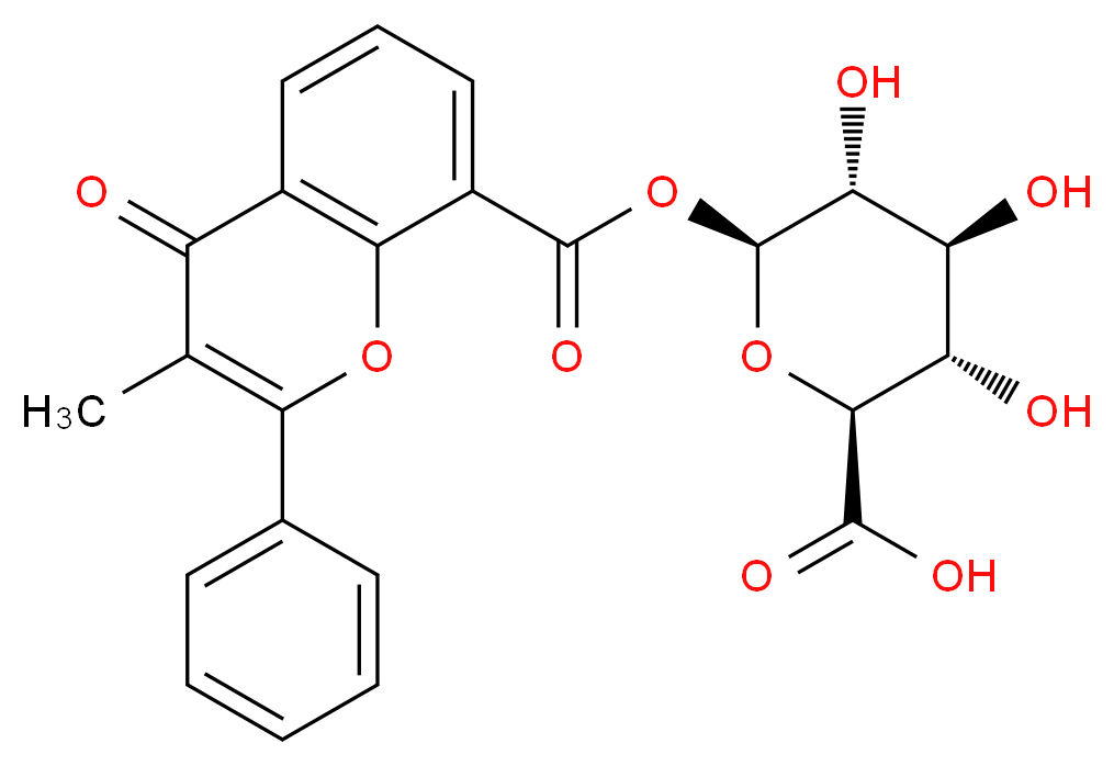(2S,3S,4S,5R,6S)-3,4,5-trihydroxy-6-(3-methyl-4-oxo-2-phenyl-4H-chromene-8-carbonyloxy)oxane-2-carboxylic acid_分子结构_CAS_60218-13-5