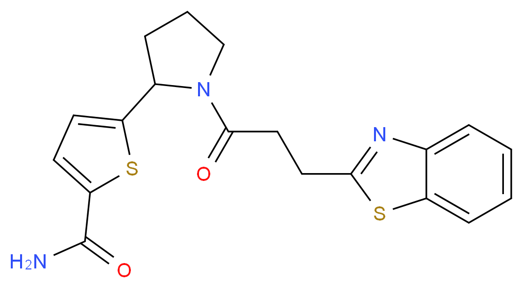 5-{1-[3-(1,3-benzothiazol-2-yl)propanoyl]-2-pyrrolidinyl}-2-thiophenecarboxamide_分子结构_CAS_)