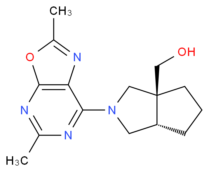 [(3aS*,6aS*)-2-(2,5-dimethyl[1,3]oxazolo[5,4-d]pyrimidin-7-yl)hexahydrocyclopenta[c]pyrrol-3a(1H)-yl]methanol_分子结构_CAS_)