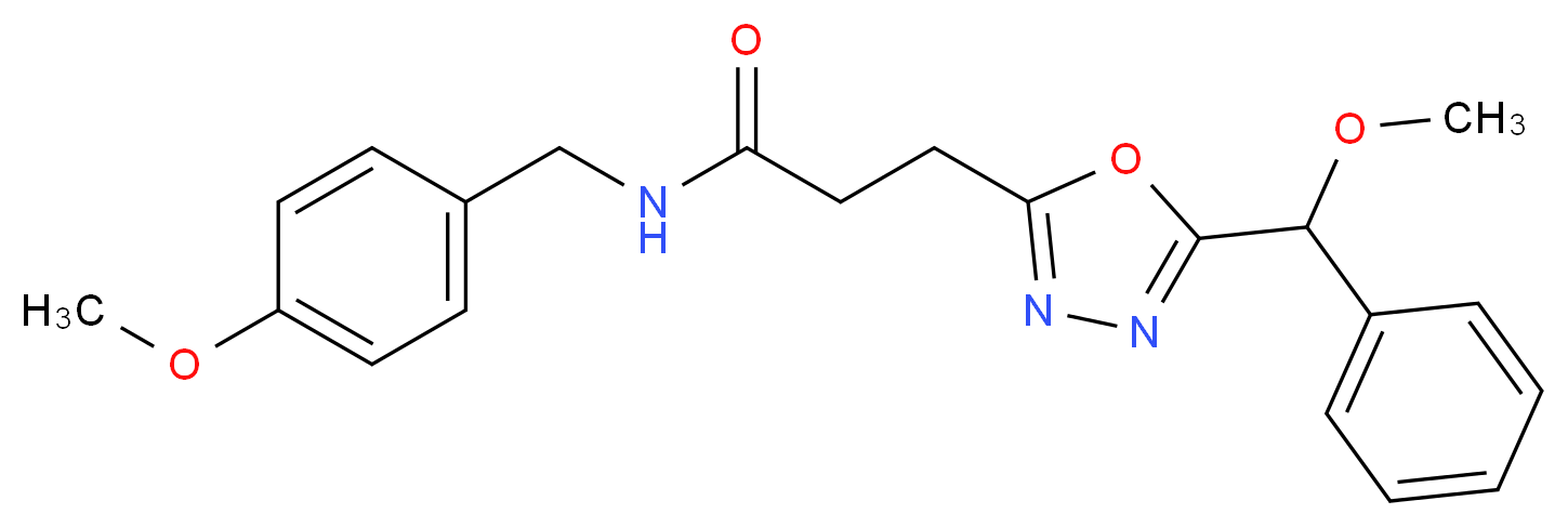 N-(4-methoxybenzyl)-3-{5-[methoxy(phenyl)methyl]-1,3,4-oxadiazol-2-yl}propanamide_分子结构_CAS_)