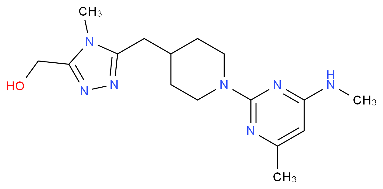 [4-methyl-5-({1-[4-methyl-6-(methylamino)pyrimidin-2-yl]piperidin-4-yl}methyl)-4H-1,2,4-triazol-3-yl]methanol_分子结构_CAS_)