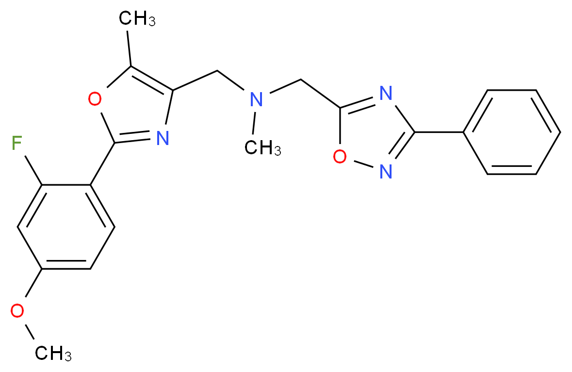 1-[2-(2-fluoro-4-methoxyphenyl)-5-methyl-1,3-oxazol-4-yl]-N-methyl-N-[(3-phenyl-1,2,4-oxadiazol-5-yl)methyl]methanamine_分子结构_CAS_)