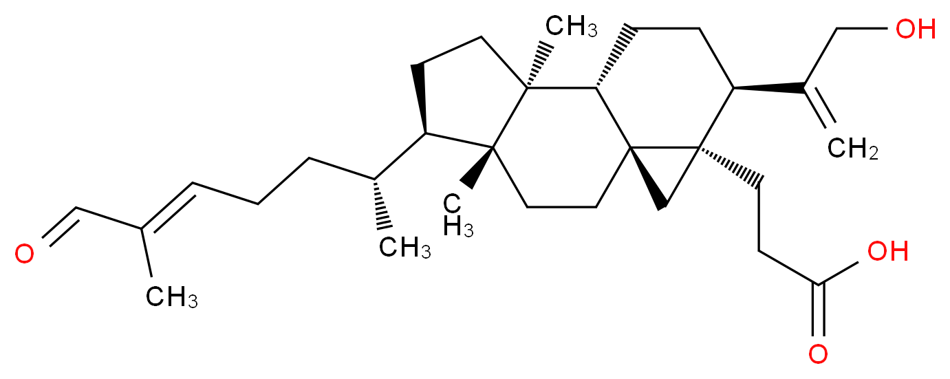 3-[(1S,4R,5R,8S,9S,12R,13R)-12-(3-hydroxyprop-1-en-2-yl)-4,8-dimethyl-5-[(2R,5E)-6-methyl-7-oxohept-5-en-2-yl]tetracyclo[7.5.0.0<sup>1</sup>,<sup>1</sup><sup>3</sup>.0<sup>4</sup>,<sup>8</sup>]tetradecan-13-yl]propanoic acid_分子结构_CAS_268214-52-4