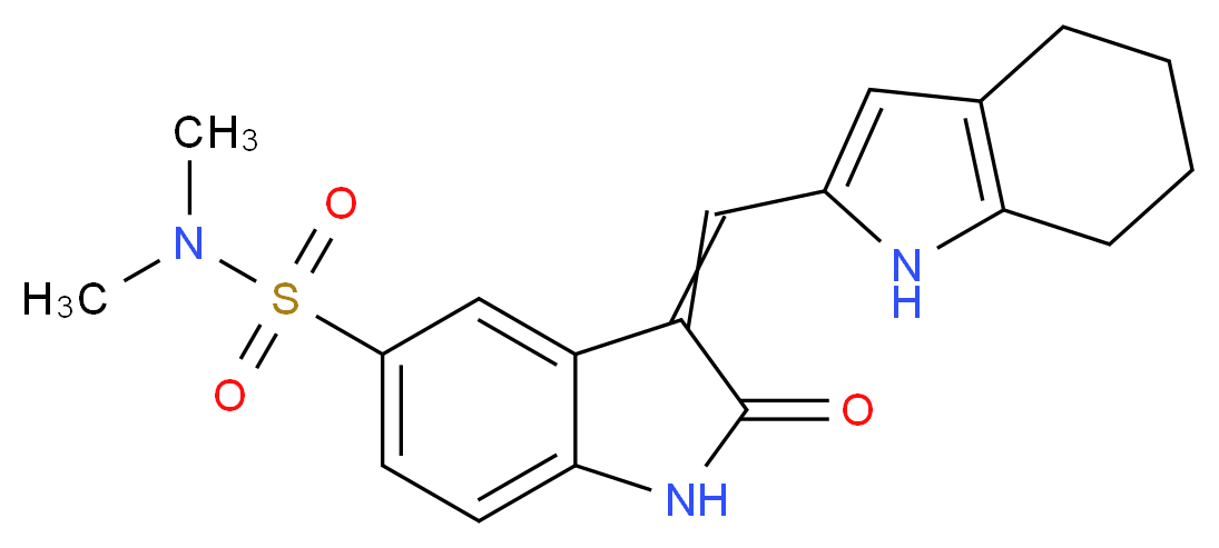 N,N-dimethyl-2-oxo-3-(4,5,6,7-tetrahydro-1H-indol-2-ylmethylidene)-2,3-dihydro-1H-indole-5-sulfonamide_分子结构_CAS_330161-87-0