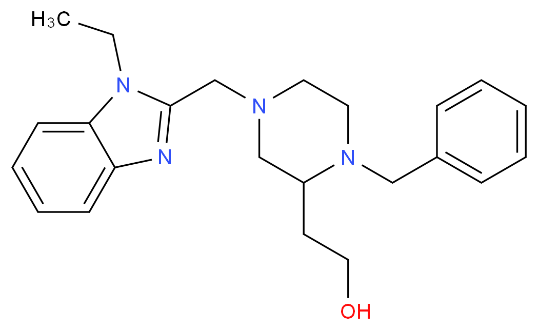 2-{1-benzyl-4-[(1-ethyl-1H-benzimidazol-2-yl)methyl]-2-piperazinyl}ethanol_分子结构_CAS_)
