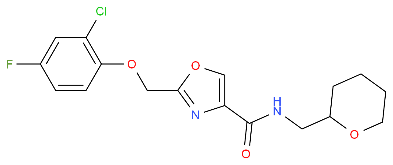2-[(2-chloro-4-fluorophenoxy)methyl]-N-(tetrahydro-2H-pyran-2-ylmethyl)-1,3-oxazole-4-carboxamide_分子结构_CAS_)