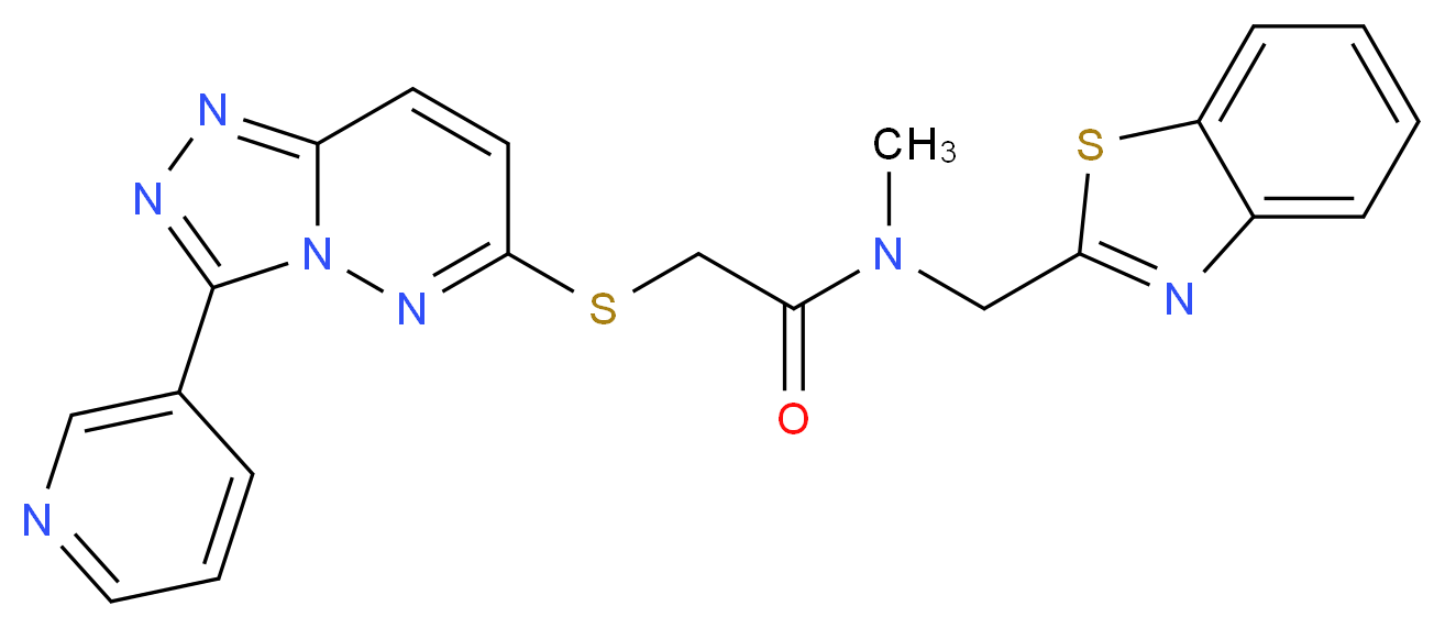 N-(1,3-benzothiazol-2-ylmethyl)-N-methyl-2-{[3-(3-pyridinyl)[1,2,4]triazolo[4,3-b]pyridazin-6-yl]thio}acetamide_分子结构_CAS_)