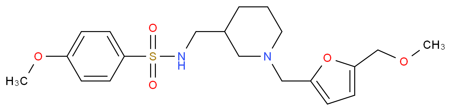 4-methoxy-N-[(1-{[5-(methoxymethyl)-2-furyl]methyl}-3-piperidinyl)methyl]benzenesulfonamide_分子结构_CAS_)