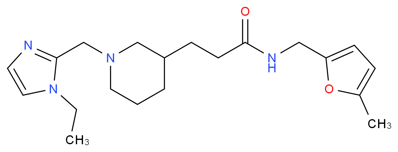 3-{1-[(1-ethyl-1H-imidazol-2-yl)methyl]-3-piperidinyl}-N-[(5-methyl-2-furyl)methyl]propanamide_分子结构_CAS_)