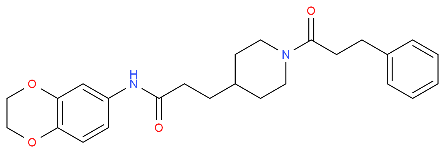 N-(2,3-dihydro-1,4-benzodioxin-6-yl)-3-[1-(3-phenylpropanoyl)-4-piperidinyl]propanamide_分子结构_CAS_)