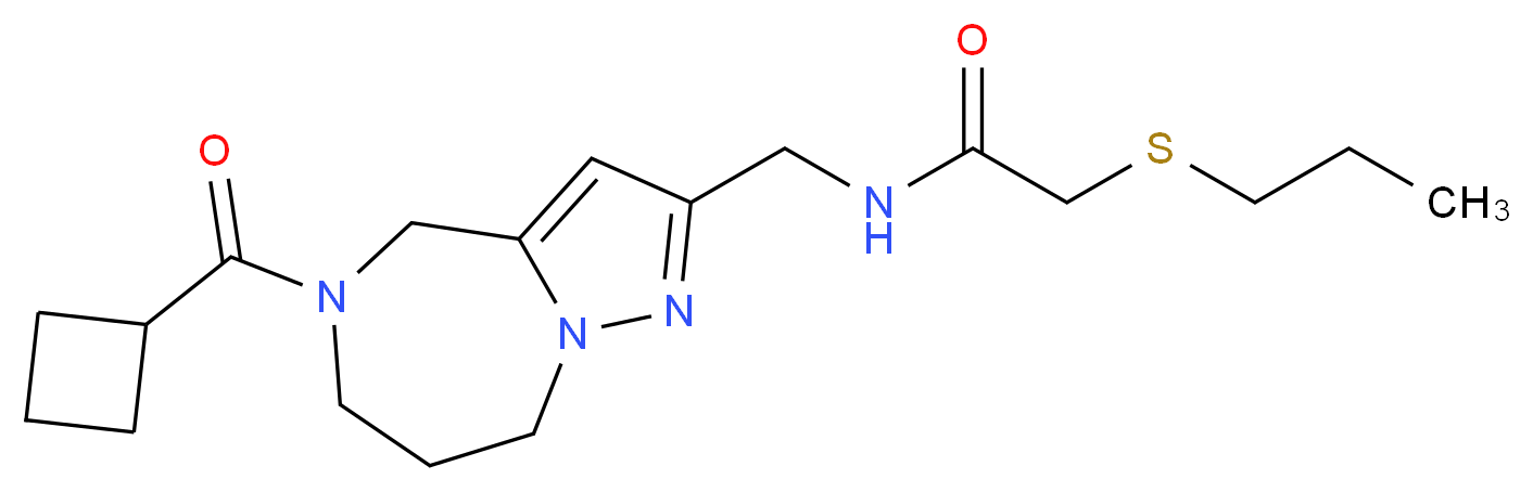 N-{[5-(cyclobutylcarbonyl)-5,6,7,8-tetrahydro-4H-pyrazolo[1,5-a][1,4]diazepin-2-yl]methyl}-2-(propylthio)acetamide_分子结构_CAS_)