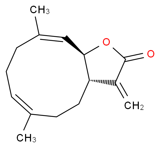 (3aS,11aR)-6,10-dimethyl-3-methylidene-2H,3H,3aH,4H,5H,8H,9H,11aH-cyclodeca[b]furan-2-one_分子结构_CAS_553-21-9