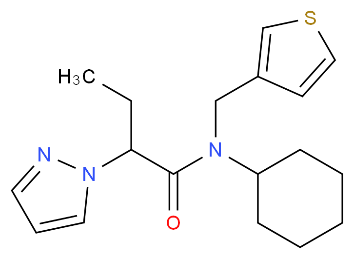 N-cyclohexyl-2-(1H-pyrazol-1-yl)-N-(3-thienylmethyl)butanamide_分子结构_CAS_)
