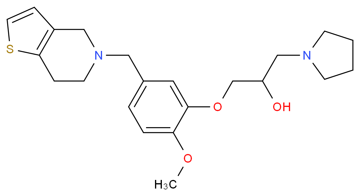 1-[5-(6,7-dihydrothieno[3,2-c]pyridin-5(4H)-ylmethyl)-2-methoxyphenoxy]-3-pyrrolidin-1-ylpropan-2-ol_分子结构_CAS_)