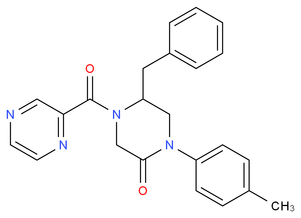 5-benzyl-1-(4-methylphenyl)-4-(2-pyrazinylcarbonyl)-2-piperazinone_分子结构_CAS_)