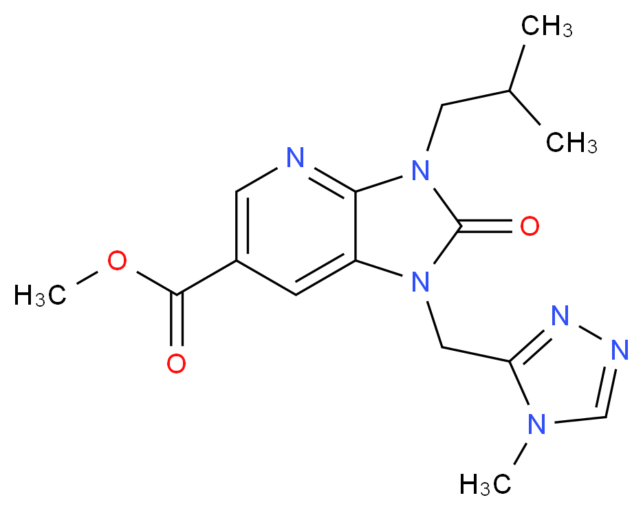 methyl 3-isobutyl-1-[(4-methyl-4H-1,2,4-triazol-3-yl)methyl]-2-oxo-2,3-dihydro-1H-imidazo[4,5-b]pyridine-6-carboxylate_分子结构_CAS_)