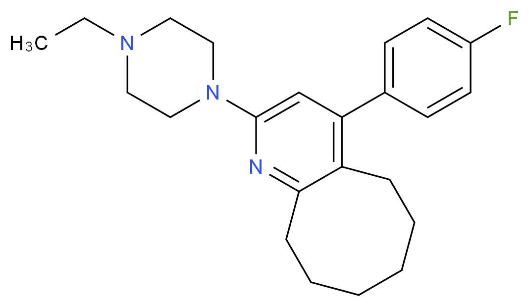 1-ethyl-4-[4-(4-fluorophenyl)-5H,6H,7H,8H,9H,10H-cycloocta[b]pyridin-2-yl]piperazine_分子结构_CAS_132810-10-7