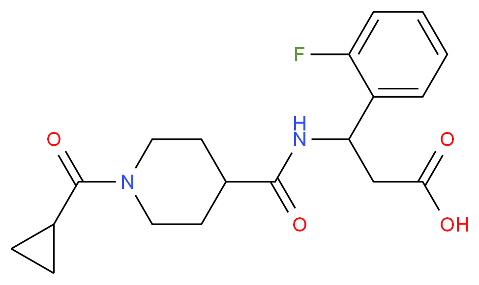 3-({[1-(cyclopropylcarbonyl)-4-piperidinyl]carbonyl}amino)-3-(2-fluorophenyl)propanoic acid_分子结构_CAS_)
