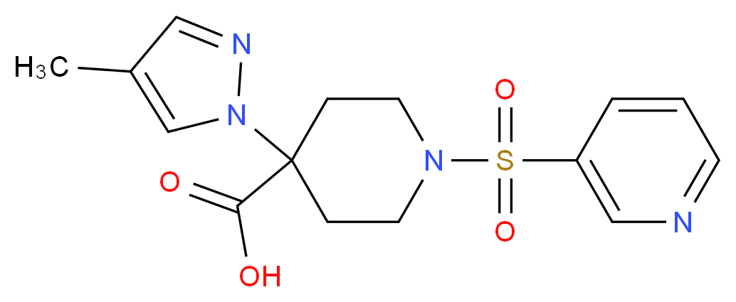 4-(4-methyl-1H-pyrazol-1-yl)-1-(pyridin-3-ylsulfonyl)piperidine-4-carboxylic acid_分子结构_CAS_)