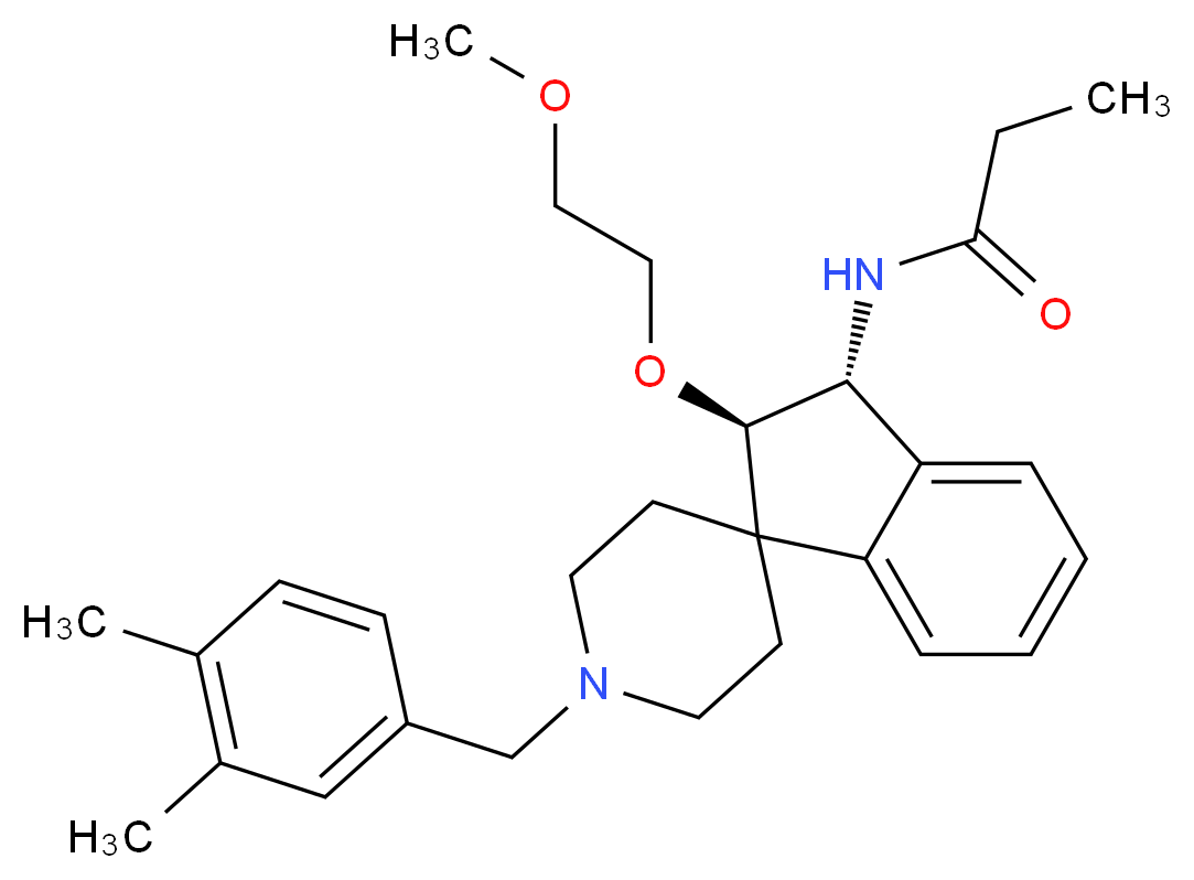 N-[(2R*,3R*)-1'-(3,4-dimethylbenzyl)-2-(2-methoxyethoxy)-2,3-dihydrospiro[indene-1,4'-piperidin]-3-yl]propanamide_分子结构_CAS_)
