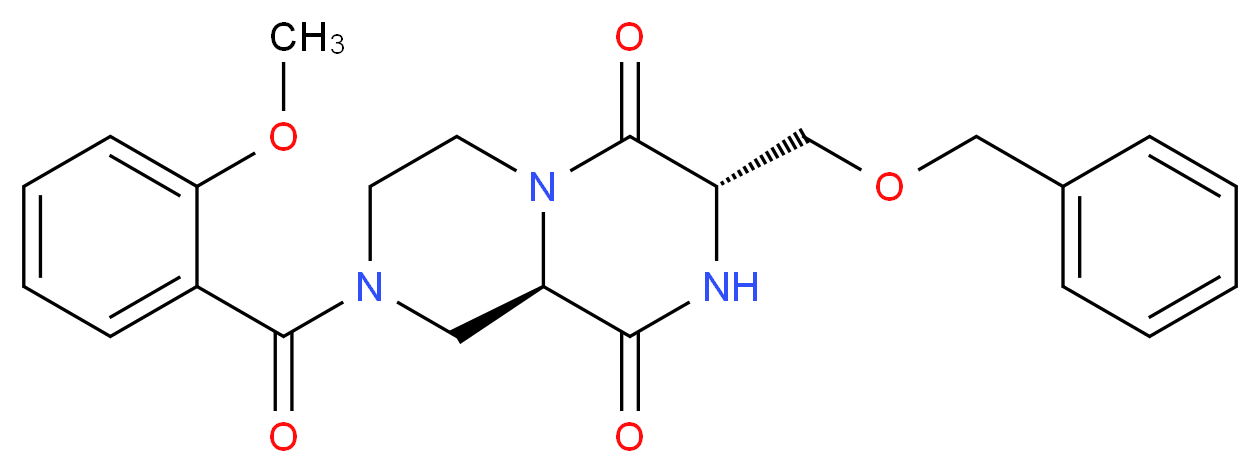 (3S,9aR)-3-[(benzyloxy)methyl]-8-(2-methoxybenzoyl)tetrahydro-2H-pyrazino[1,2-a]pyrazine-1,4(3H,6H)-dione_分子结构_CAS_)
