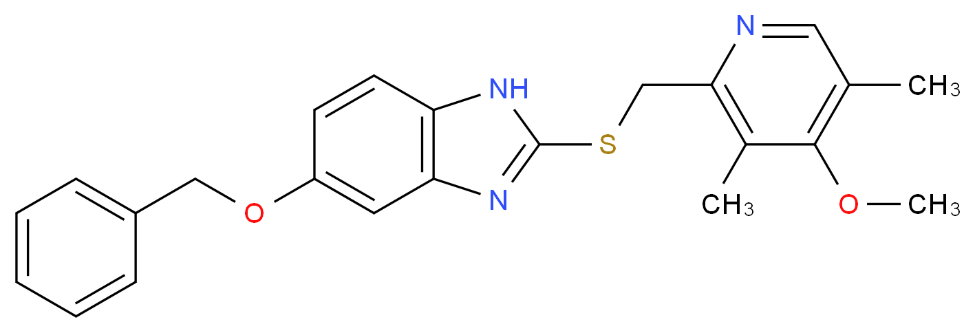 5-(benzyloxy)-2-{[(4-methoxy-3,5-dimethylpyridin-2-yl)methyl]sulfanyl}-1H-1,3-benzodiazole_分子结构_CAS_1076198-98-5