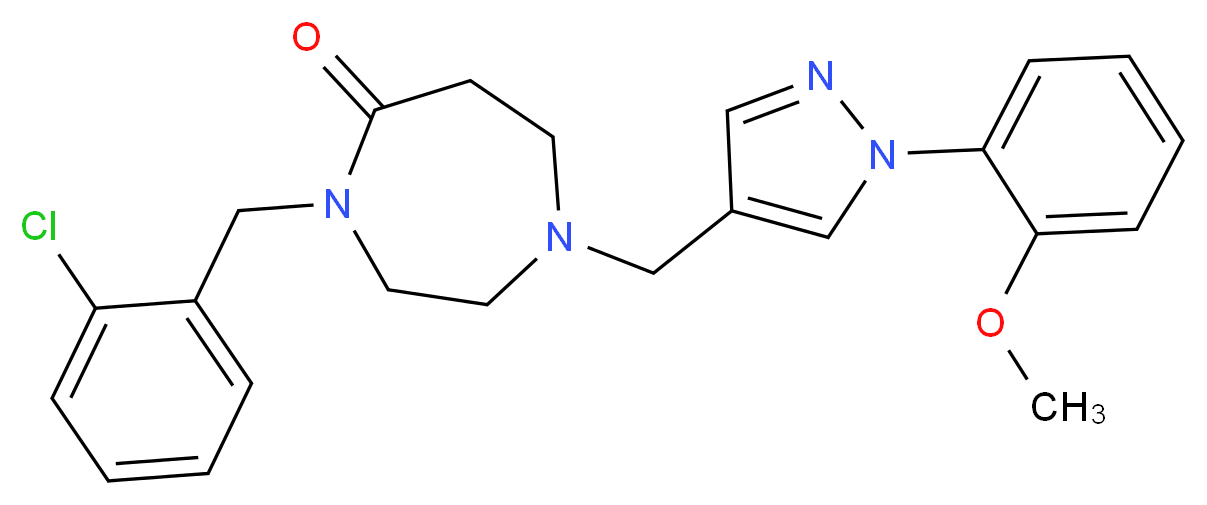 4-(2-chlorobenzyl)-1-{[1-(2-methoxyphenyl)-1H-pyrazol-4-yl]methyl}-1,4-diazepan-5-one_分子结构_CAS_)