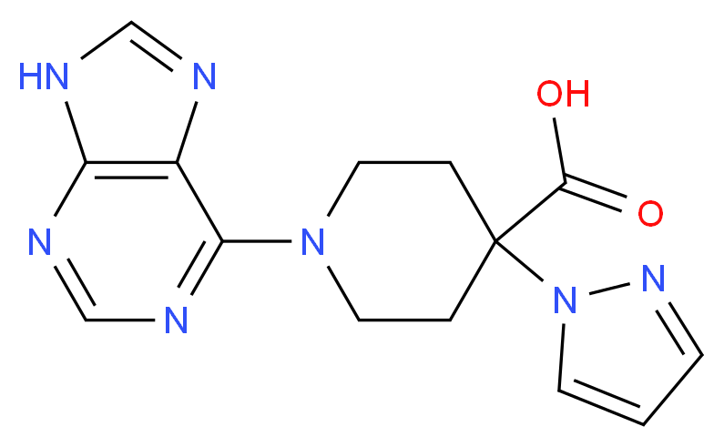 1-(9H-purin-6-yl)-4-(1H-pyrazol-1-yl)piperidine-4-carboxylic acid_分子结构_CAS_)