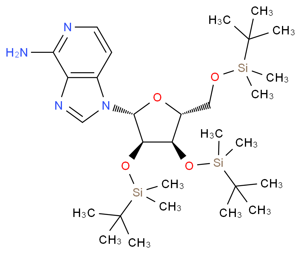 1-[(2R,3R,4R,5R)-3,4-bis[(tert-butyldimethylsilyl)oxy]-5-{[(tert-butyldimethylsilyl)oxy]methyl}oxolan-2-yl]-1H-imidazo[4,5-c]pyridin-4-amine_分子结构_CAS_147212-86-0