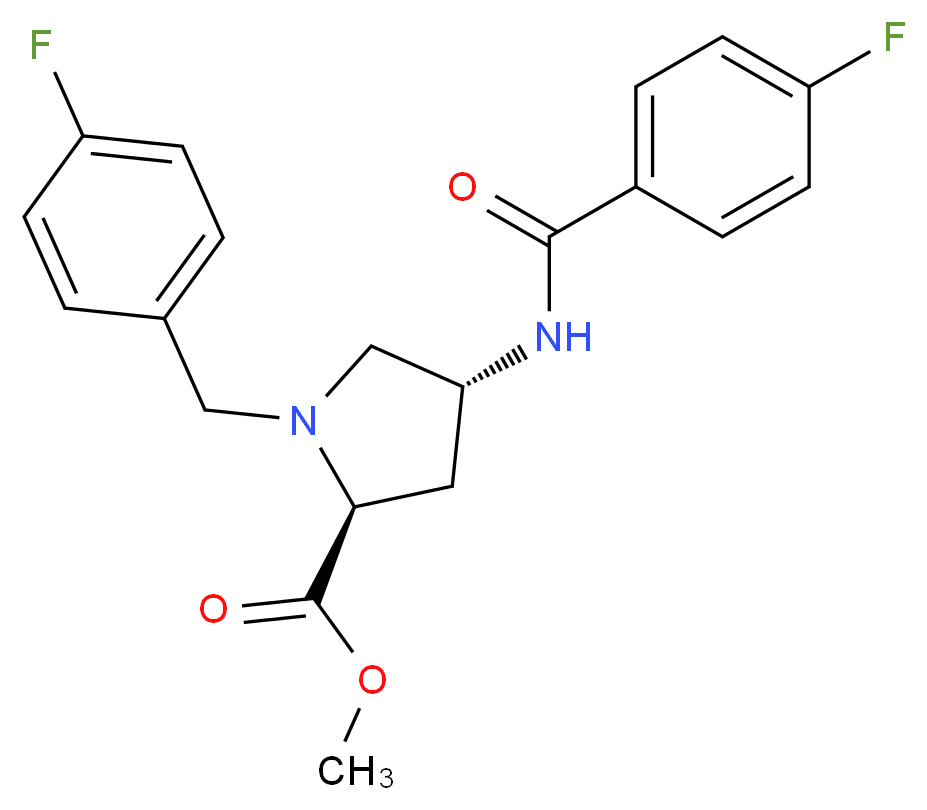 methyl (4R)-4-[(4-fluorobenzoyl)amino]-1-(4-fluorobenzyl)-L-prolinate_分子结构_CAS_)
