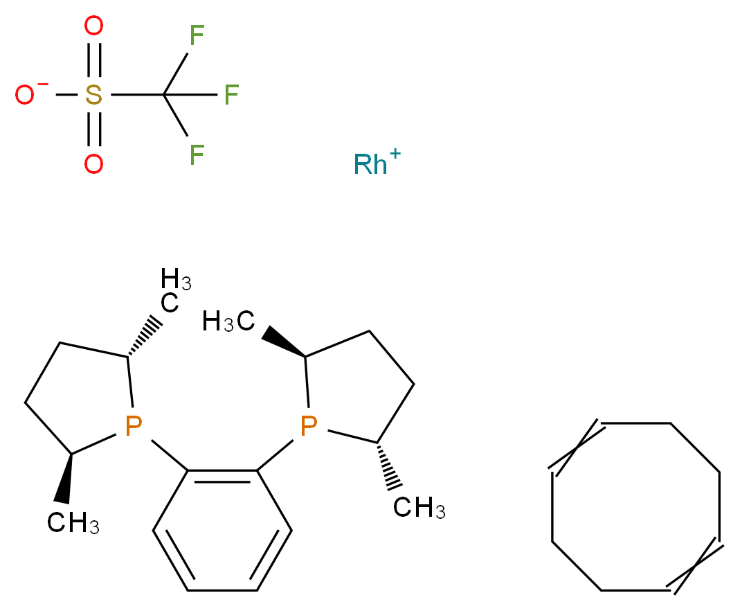 1,2-双[(2S,5S)-2,5-二甲基磷]苯(环辛二烯)三氟甲磺酸铑(I)_分子结构_CAS_136705-75-4)