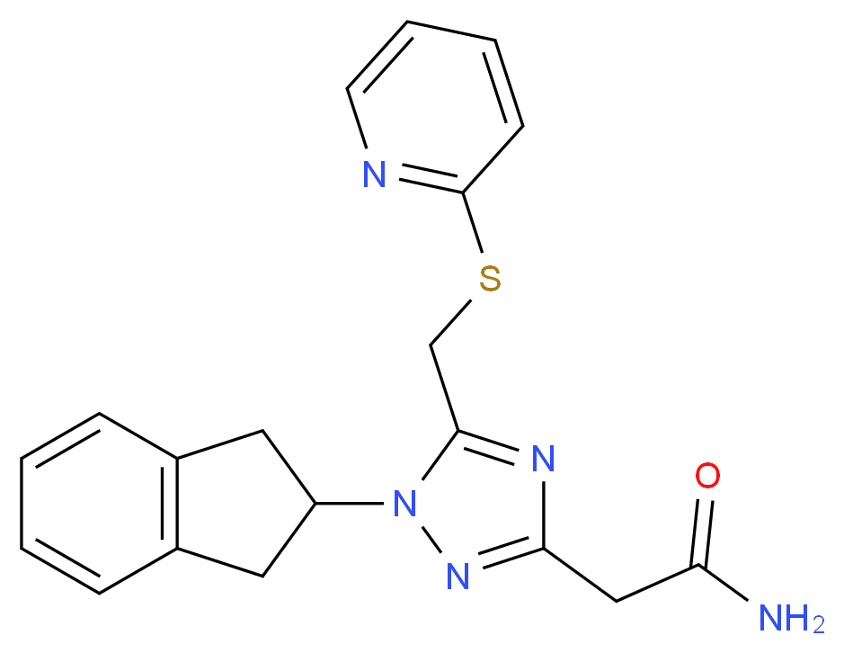 2-{1-(2,3-dihydro-1H-inden-2-yl)-5-[(pyridin-2-ylthio)methyl]-1H-1,2,4-triazol-3-yl}acetamide_分子结构_CAS_)