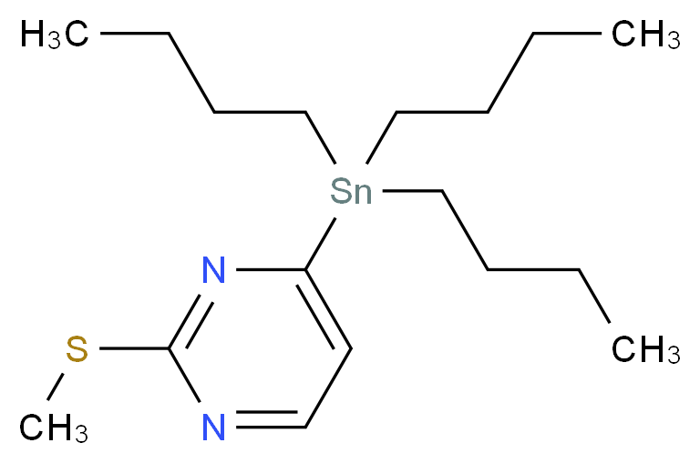 2-甲基硫代-4-(三正丁基锡)嘧啶_分子结构_CAS_123061-49-4)