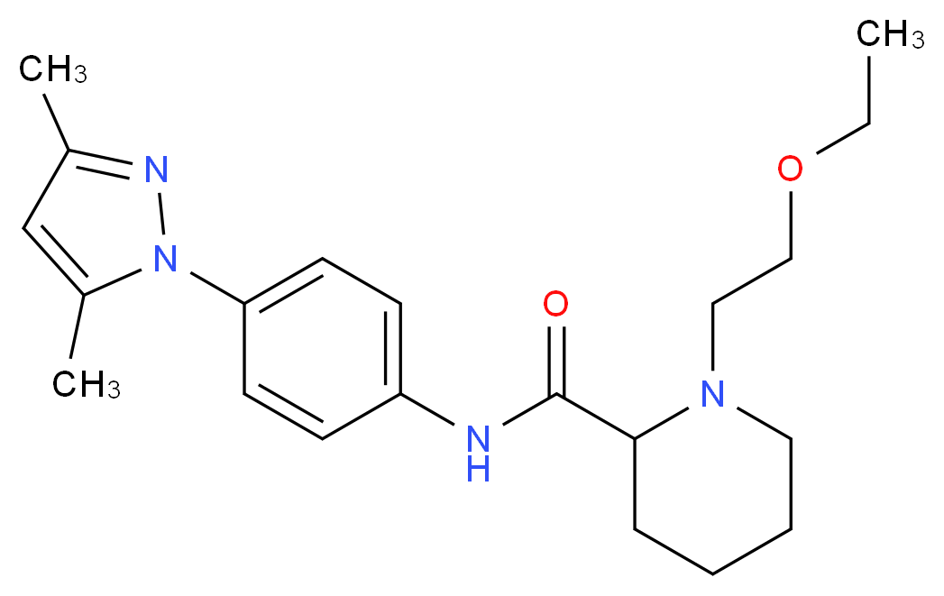 N-[4-(3,5-dimethyl-1H-pyrazol-1-yl)phenyl]-1-(2-ethoxyethyl)piperidine-2-carboxamide_分子结构_CAS_)