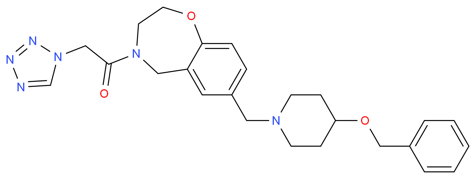 7-{[4-(benzyloxy)-1-piperidinyl]methyl}-4-(1H-tetrazol-1-ylacetyl)-2,3,4,5-tetrahydro-1,4-benzoxazepine_分子结构_CAS_)