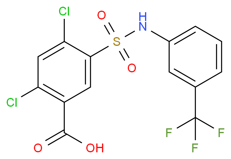 2,4-dichloro-5-{[3-(trifluoromethyl)phenyl]sulfamoyl}benzoic acid_分子结构_CAS_21525-24-6