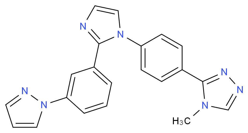 4-methyl-3-(4-{2-[3-(1H-pyrazol-1-yl)phenyl]-1H-imidazol-1-yl}phenyl)-4H-1,2,4-triazole_分子结构_CAS_)