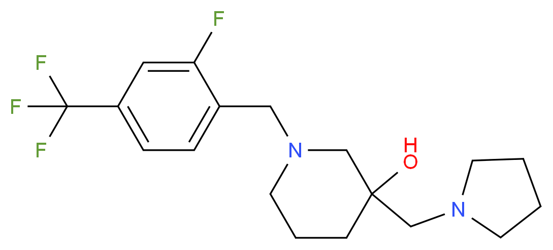 1-[2-fluoro-4-(trifluoromethyl)benzyl]-3-(pyrrolidin-1-ylmethyl)piperidin-3-ol_分子结构_CAS_)