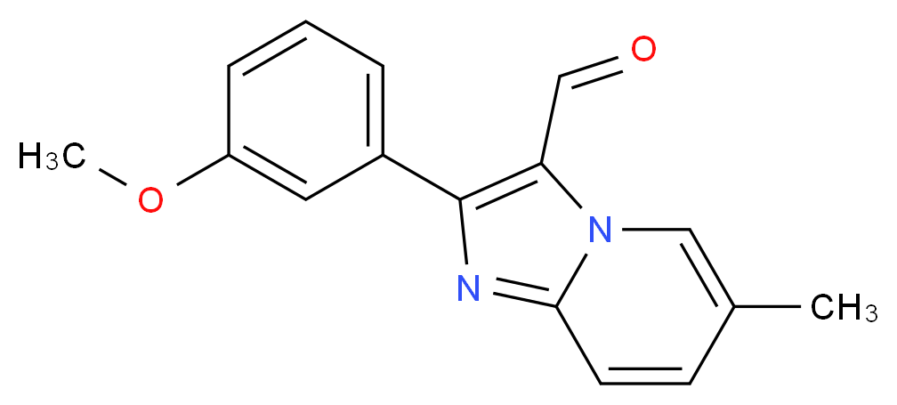 2-(3-Methoxyphenyl)-6-methylimidazo-[1,2-a]pyridine-3-carbaldehyde_分子结构_CAS_727975-82-8)