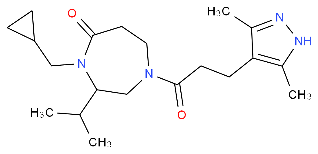 4-(cyclopropylmethyl)-1-[3-(3,5-dimethyl-1H-pyrazol-4-yl)propanoyl]-3-isopropyl-1,4-diazepan-5-one_分子结构_CAS_)