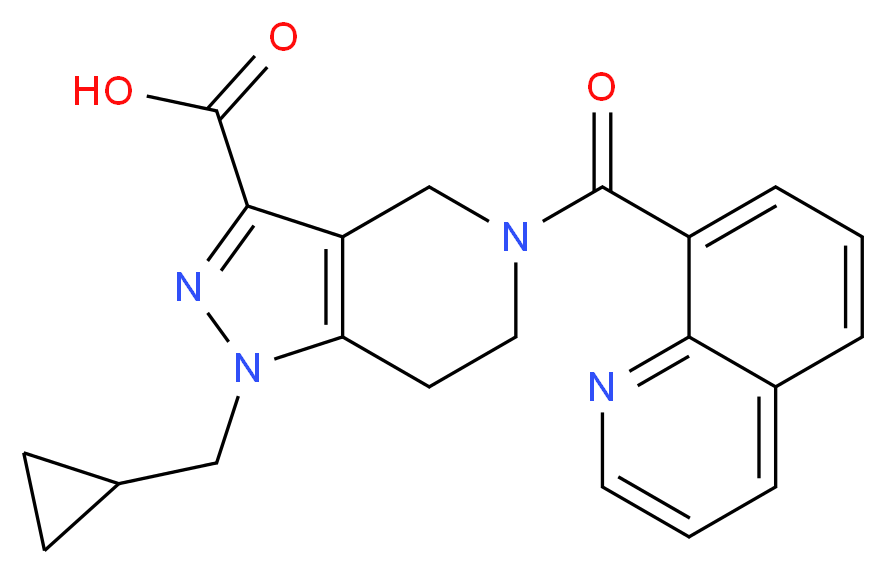 1-(cyclopropylmethyl)-5-(quinolin-8-ylcarbonyl)-4,5,6,7-tetrahydro-1H-pyrazolo[4,3-c]pyridine-3-carboxylic acid_分子结构_CAS_)